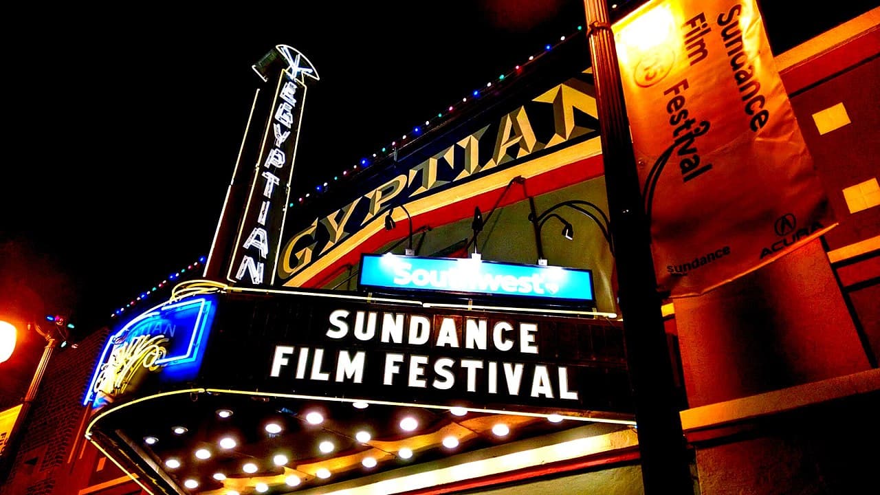Sundance Film Festival venue with festival signage and attendees